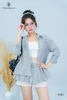 Set sơ mi sọc 3 món cv xếp li viền ren