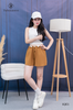 Quần short kaki lưng chun phối trắng