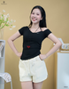 Áo thêu lệch vai dây cổ