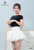 Chân váy tùng bí xòe thắt dây hông