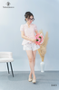 Áo babydoll tơ hoa hồng xếp li