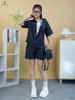 Set short denim túi nắp