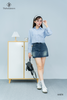Áo sơ mi crop sọc túi xếp li