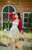 Set đầm tơ viền bèo hoa kèm khoác