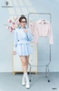 Set áo kẻ crop, cv xòe bèo hông