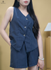 Set short sọc áo gile