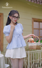 Áo baby doll tay phồng xếp li buộc nơ DAD2 dịu dàng
