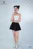 Quần váy kaki xòe phối lưng trắng