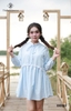 Đầm BBD nơ cổ bèo viền nút hoa DDD1 nhẹ nhàng