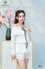 Set short sọc chỉ trễ vai dây nơ