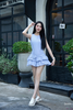 Set đầm kẻ 2 tầng xòe kèm túi