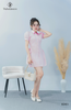 Đầm sơ mi kẻ sọc tùng phồng