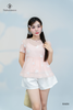 Set áo babydoll tơ thêu bướm trắng