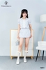 Jumdress kẻ sọc phối nơ tay phồng
