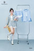 Set sơ mi sọc 3 món cv xếp li viền ren