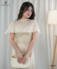 Set đầm lụa midi 2 dây kèm choàng
