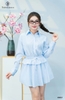 Set áo kẻ crop, cv xòe bèo hông