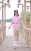 Set short sọc phối trắng, áo đính nơ LSD2 duyên dáng
