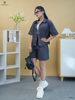 Set short denim túi nắp
