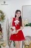 Đầm lenin cổ sen viền ren nút ngọc ADD1 dịu dàng