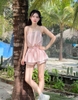 Jum sọc linen 2 dây liền quần phối ren DJD001 đáng yêu