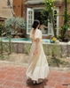 Set cv maxi áo crop tay phồng