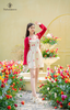 Set đầm tơ viền bèo hoa kèm khoác