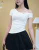 Áo thêu lệch vai dây cổ