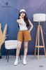 Quần short kaki lưng chun phối trắng