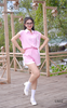 Set short sọc phối trắng, áo đính nơ LSD2 duyên dáng