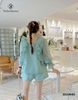 Set short áo tơ bèo cổ vuông HSD009 dịu dàng, nữ tính
