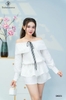 Set short sọc chỉ trễ vai dây nơ