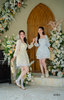 Đầm xòe in hoa cổ vuông chân ren