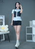 Áo sọc phối đen