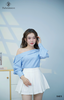 Áo sơ sọc vai xéo tay dài