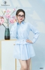 Set áo kẻ crop, cv xòe bèo hông