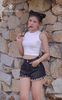 Quần short jean lưng tua rua MQD045 phá cách