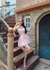 Đầm sọc xòe li đan dây