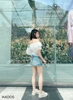 Áo tơ smocking trễ vai