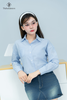 Áo sơ mi crop sọc túi xếp li