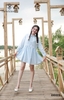 Đầm BBD nơ cổ bèo viền nút hoa DDD1 nhẹ nhàng