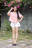 Áo baby doll tay ngắn xếp li nút màu DAD1 mềm mại