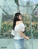 Áo tơ smocking trễ vai