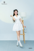 Đầm xòe thun ren hông khoá trước