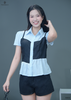 Áo sọc phối đen