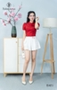 Áo cutout nút bọc đính dây nơ