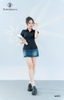 Áo kate cổ sen phối ren dây lưng