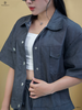 Set short denim túi nắp
