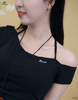 Áo thêu lệch vai dây cổ