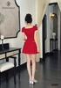 Đầm cổ vuông ren trắng thắt nơ hông